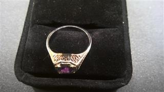 Amethyst Lady's Stone Ring 18K White Gold 2.17g Size:6.5